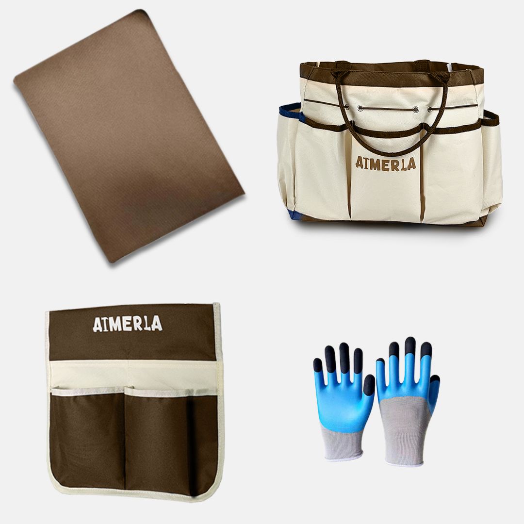 4 Free Gift ( Extra detachable kneeling pad, Hand bag, Garden Pouch, Gloves)